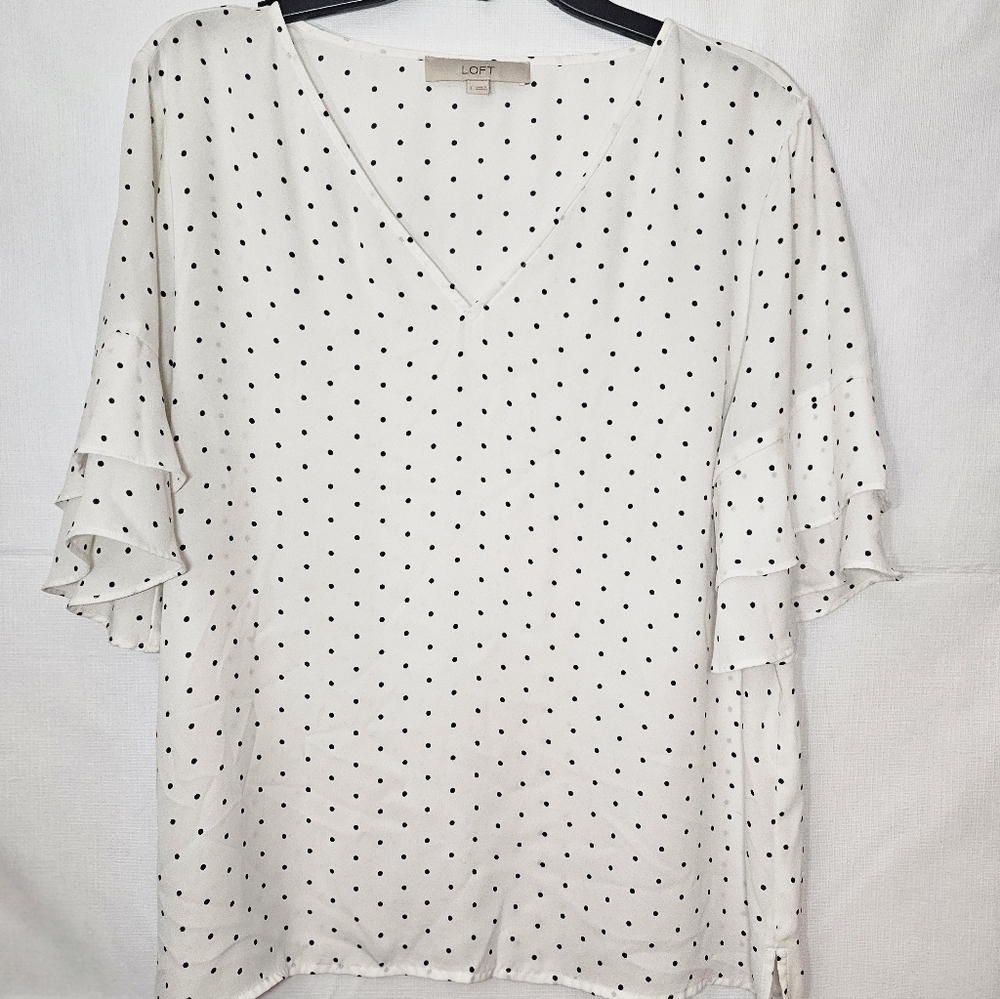 Loft Flutter Sleeve Blouse Large